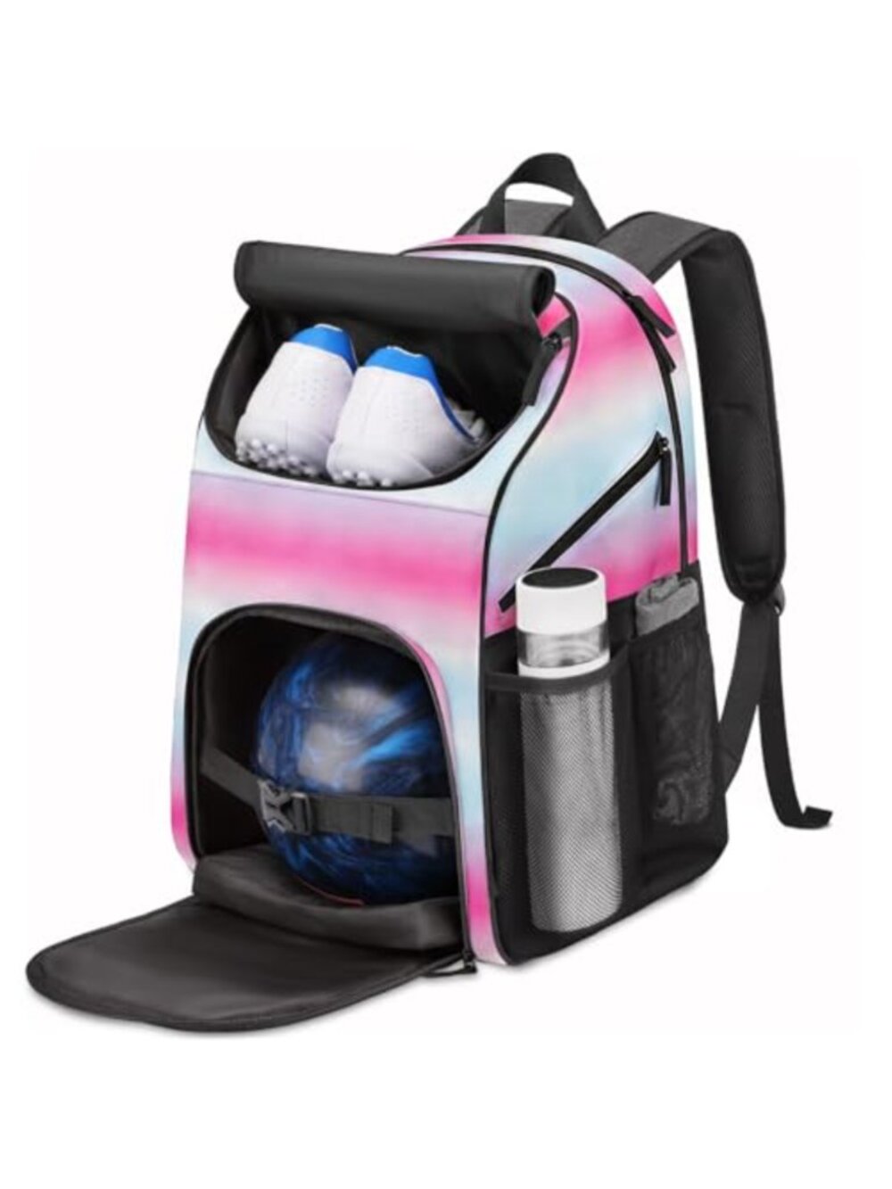 Bowling Ball Backpack with Shoe Compartment Foam Padded Fits US Mens Size 16